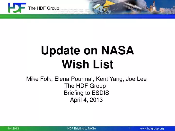 update on nasa wish list