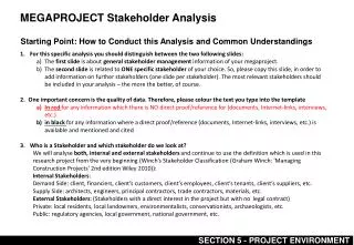 MEGAPROJECT Stakeholder Analysis