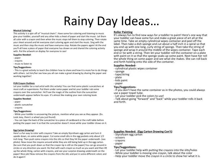 rainy day ideas