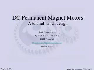 DC Permanent Magnet Motors A tutorial winch design