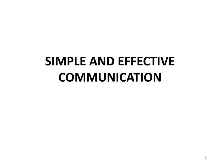 simple and effective communication