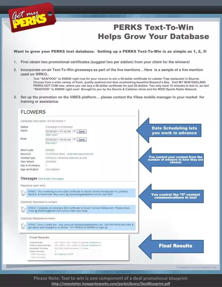 perks text to win helps grow your database