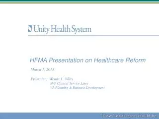 HFMA Presentation on Healthcare Reform