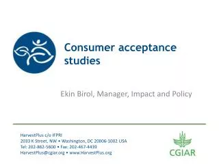Consumer acceptance studies