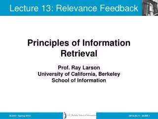 Lecture 13: Relevance Feedback