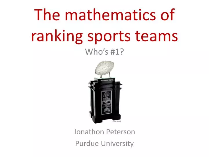 the mathematics of ranking sports teams w ho s 1