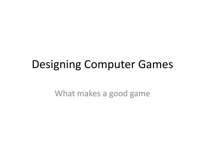 designing computer games