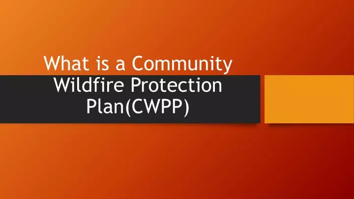 what is a community wildfire protection plan cwpp