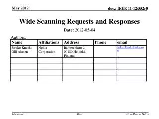 Wide Scanning Requests and Responses