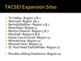 TACSEI Expansion Sites