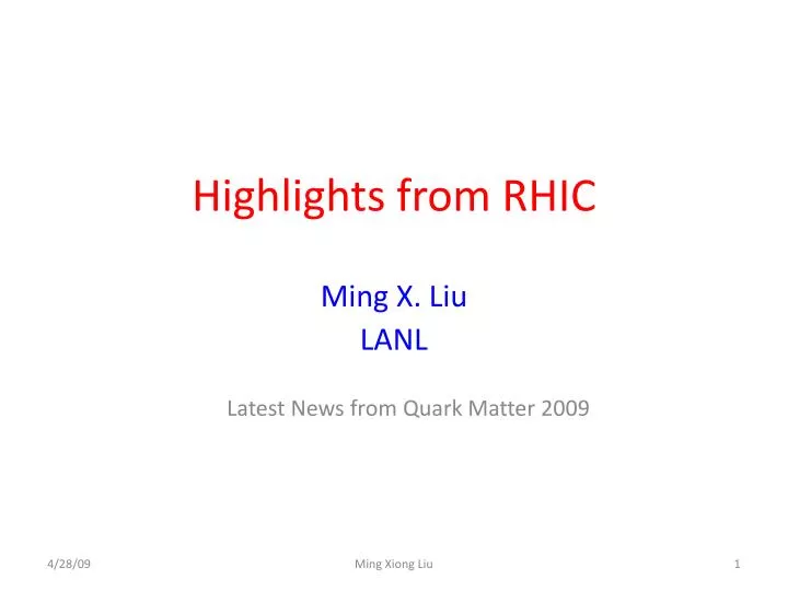 highlights from rhic