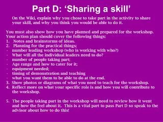 part d sharing a skill