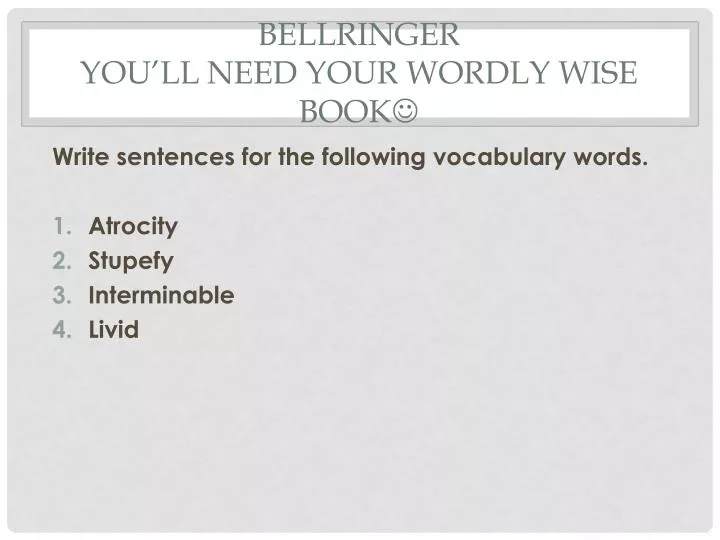 bellringer you ll need your wordly wise book