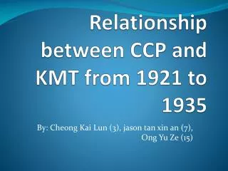 Relationship between CCP and KMT from 1921 to 1935