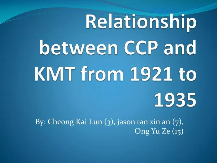 relationship between ccp and kmt from 1921 to 1935