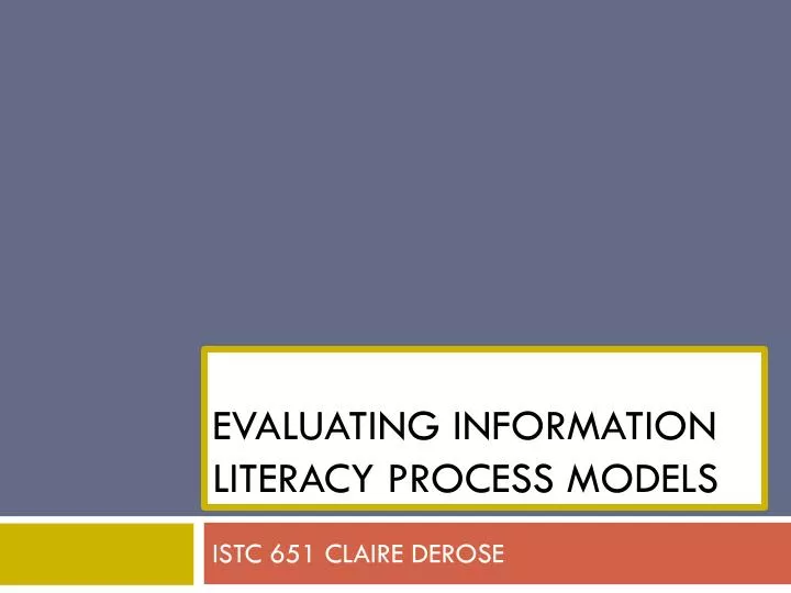 evaluating information literacy process models