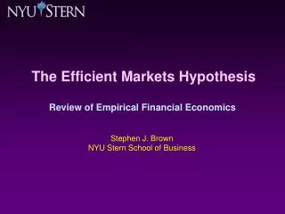 The Efficient Markets Hypothesis