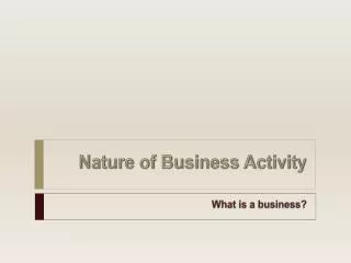 Nature of Business Activity
