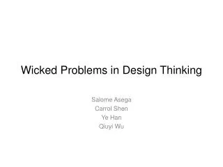 Wicked Problems in Design Thinking