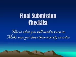 Final Submission Checklist