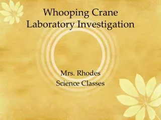 Whooping Crane Laboratory Investigation