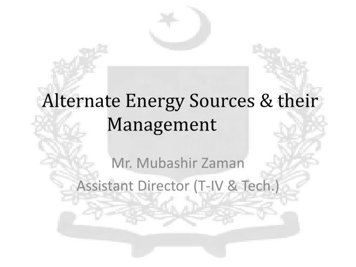 alternate energy sources their management