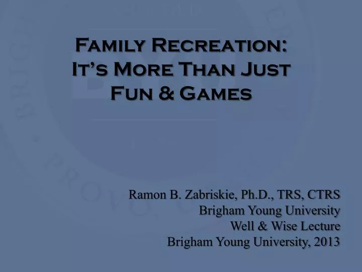 family recreation it s more than j ust fun games