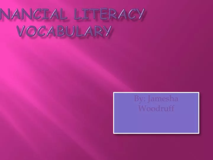 financial literacy vocabulary