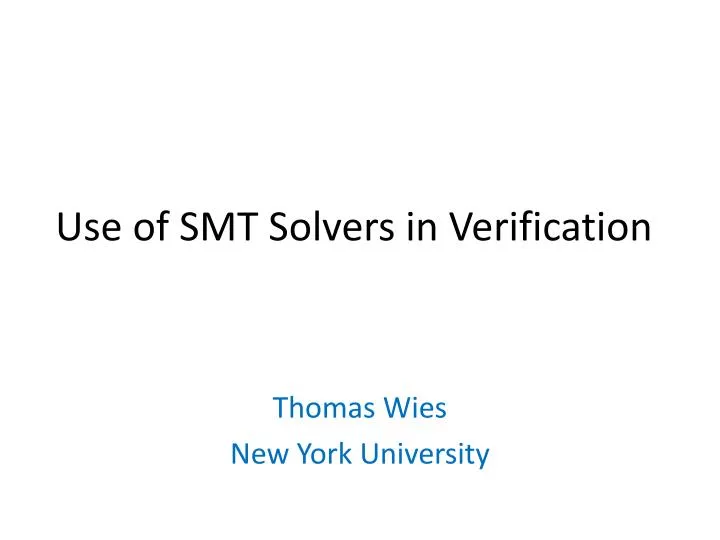 use of smt solvers in verification