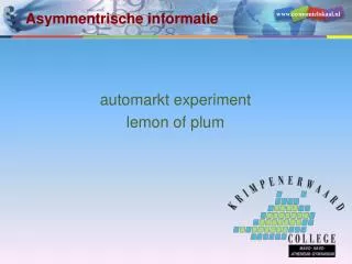 asymmentrische informatie