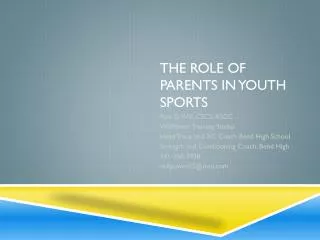 The Role of Parents in Youth Sports