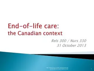 End-of-life care: the Canadian context