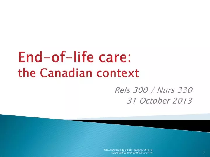 end of life care the canadian context