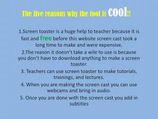 The five reasons why the tool is cool !!