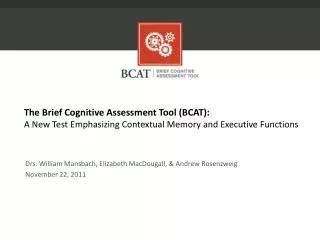 The Brief Cognitive Assessment Tool (BCAT):