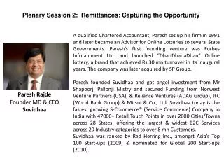 Paresh Rajde Founder MD &amp; CEO Suvidhaa