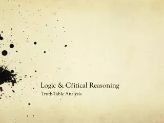 Logic &amp; Critical Reasoning