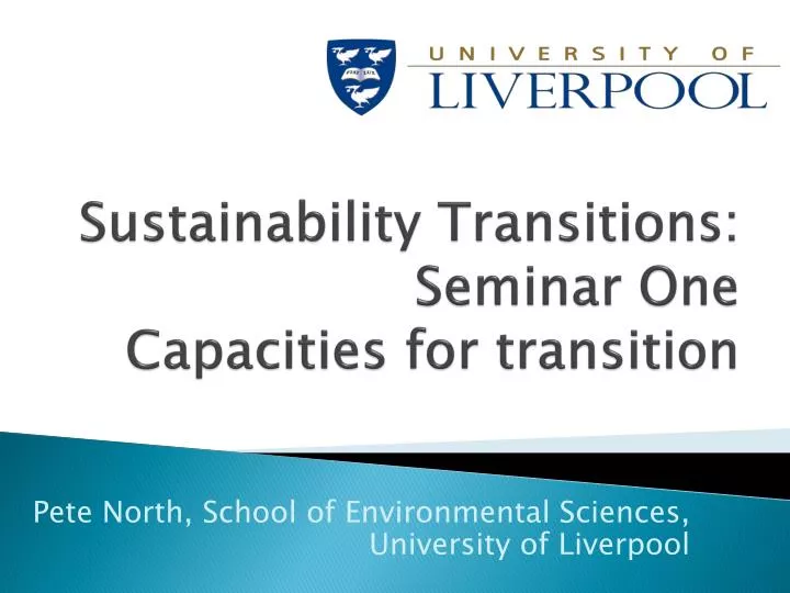 sustainability transitions seminar one capacities for transition