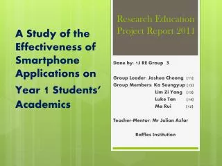 Research Education Project Report 2011
