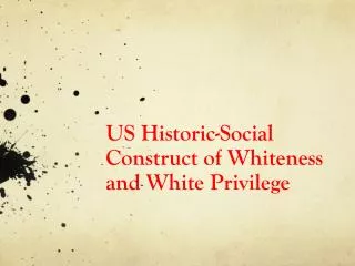 US Historic-Social Construct of Whiteness and White Privilege