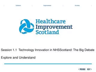 Session 1.1 Technology Innovation in NHSScotland: The Big Debate Explore and Understand