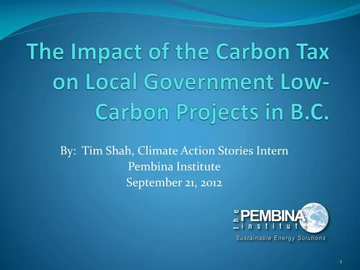 the impact of the carbon tax on local government low carbon projects in b c