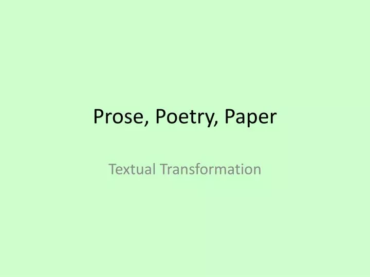 prose poetry paper