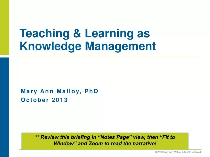 teaching learning as knowledge management