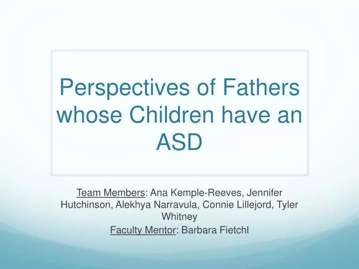 perspectives of fathers whose children have an asd
