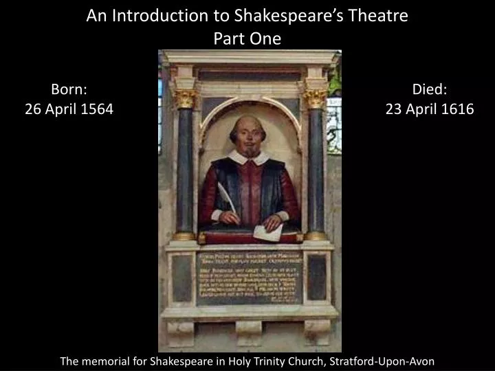 an introduction to shakespeare s theatre part one