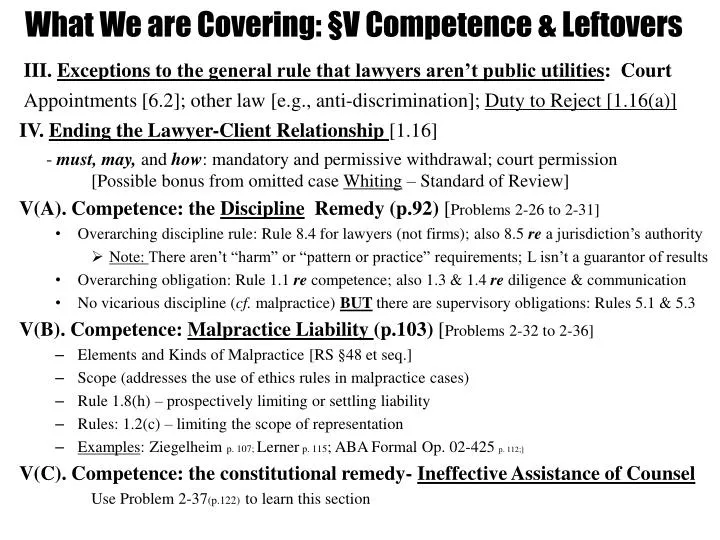 what we are covering v competence leftovers