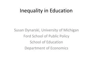 Inequality in Education
