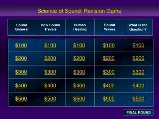 Science of Sound: Revision Game