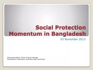 Social Protection Momentum in Bangladesh